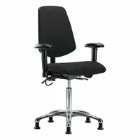 ESD Task Chair: Fabric, Arms Included, Ht Range 21 1/2 in to 29 in, 18 1/2 in Seat Wd, 17 in Seat Dp (MPN BR-ESD-FMBCH-MB-CR-T1-A1-NF-EG-ESDBLK)