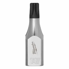 This MILWAUKEE Security Torx Bit Socket features a T47 Torx tip with a fixed insert design, ensuring secure engagement with tamper-resistant fasteners. With an overall length of 1 31/32 in, it is suited for driving T47 Torx fasteners in industrial assembly, maintenance, and repair tasks.