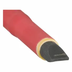 This extra-long insulated slotted screwdriver has a 3/8 in tip and 14 in overall length. The insulation provides protection when working on or near live electrical circuits. The cushion grip handle offers comfort and control during use. Suitable for adjusting terminals, breakers, and junction boxes.