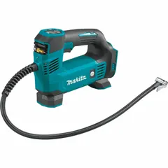 Cordless inflator powered by 18V DC, delivering up to 120 psi. Features auto-stop to prevent over-inflation and includes a 25 1/2-inch hose. Supplied as tool only (battery and charger not included). Suitable for inflating tires, sports equipment, and inflatables.