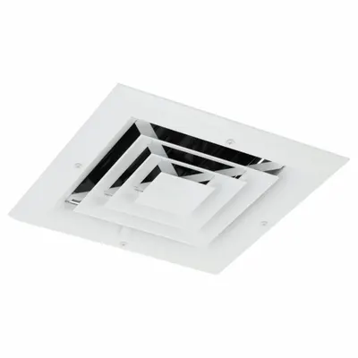 OEM Diffuser: Ceiling/Wall, 11 in H, 11 in W, Surface Mount, 8 in Duct, Aluminum - Square Louvered Diffusers