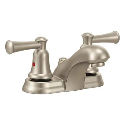 CFG Low Arc Bathroom Faucet: Capstone, Brass, Brushed Nickel Finish, 1.2 gpm Flow Rate - Centerset Handle Bathroom Faucets