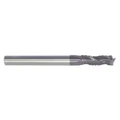 This carbide roughing end mill is designed for heavy material removal in steel and cast iron. It features an AlTiN coating for wear resistance, 3 flutes for efficient chip evacuation, and a corner-radius geometry to reduce chipping. With a 7/16" mill diameter and 1" length of cut, it is suitable for roughing passes in machining operations.