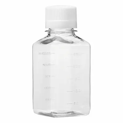 OEM Media/Storage Bottle: PET, 8 fl oz Capacity - oz, 250 mL Capacity - mL - Plastic Lab Media Bottles