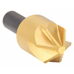 This 90° countersink features six flutes for smooth, chatter-free operation. Constructed from TiN-coated high-speed steel, it is suited for deburring holes and creating chamfers in metal, plastic, and wood in production environments.