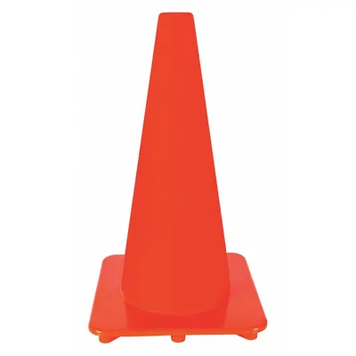 OEM Traffic Cone, 18 in, Orange, Non-Reflective, PVC, Blank - Traffic Cones for Roadway Use
