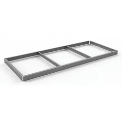 This open deck shelf kit is designed for boltless shelving systems, featuring a steel frame with a zinc-plated finish and a gray color. It includes four beams and is configured as a single straight shelf. Suitable for organizing bulk items in warehouses and industrial storage areas.