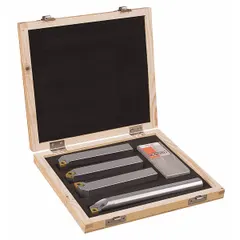 Indexable boring bar set for precision machining operations including turning, boring, and threading. Accommodates indexable carbide inserts to reduce tool change time and improve repeatability in metalworking applications.