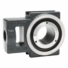 This take-up unit bearing features a 2 in bore and a spherical roller steel insert. Designed as an expansion bearing, it accommodates thermal growth in conveyor systems and other industrial machinery where belt tension and shaft support are required.