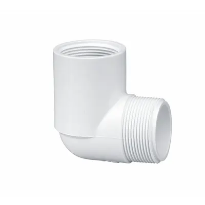 LASCO Pipe Elbow: 90° Elbow, Schedule 40, PVC, 1/2 in x 1/2 in Size, Threaded x Threaded - Schedule 40 Pipe Fittings