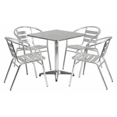 FLASH FURNITURE TLH-ALUM-28SQ-017BCHR4-GG Square Patio Table Set - Square Patio Table Sets