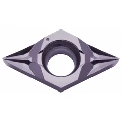 Diamond indexable turning insert for precision machining of non-ferrous materials such as aluminum alloys, copper, and plastics. Suitable for turning, facing, and profiling operations requiring high surface finish. Features a precision-ground geometry for fine finishing.