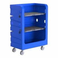 R&B WIRE PRODUCTS INC. Cube Truck: 48 in L x 29 in W x 69 in H, (2) Rigid/(2) Swivel, Blue, Rubber (MPN 749B-PS)