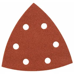 This set of individual sanding sheets features aluminum oxide abrasive and 80 grit for material removal and surface finishing. Each sheet is 3 3/4 inches wide, designed for use with oscillating tools. Suitable for sanding wood, metal, and painted surfaces in tight corners and flush edges.