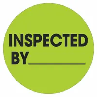 Inspected By Label: Inspected By, 1 in x 1 in, Green (MPN DL1265)