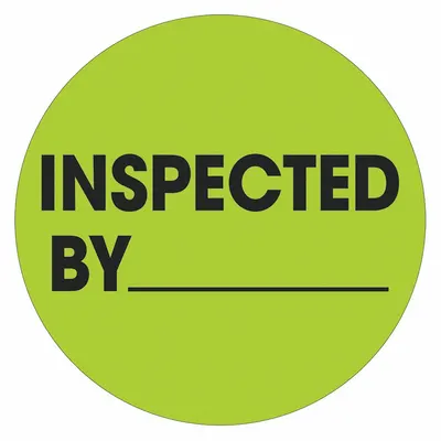 TAPE LOGIC Inspected By Label: Inspected By, 1 in x 1 in - Shipping & Receiving Message Labels