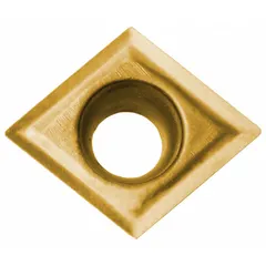 Diamond indexable turning insert for precision machining of non-ferrous materials. Used in turning, facing, and profiling operations to achieve high surface finish. Suitable for general manufacturing applications.
