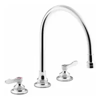 KOHLER Gooseneck Kitchen Faucet: Triton Bowe™, Brass, Widespread, Deck, 3 Mounting Holes, Chrome (MPN K-815T70-4AHA-CP)