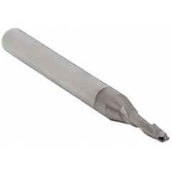 General purpose carbide ball end mill with TiCN coating for extended tool life. Two-flute design with 2 mm diameter, 8 mm length of cut, and 39 mm overall length. Suitable for contouring, slotting, and 3D profiling in ferrous and non-ferrous materials.