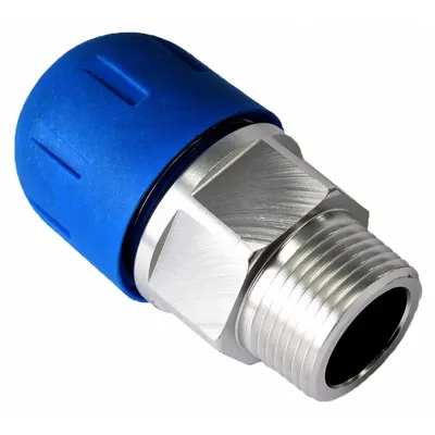 RAPIDAIR Compression Fitting Adapter: 25 mm OD x 1/2 in Pipe Size, Compression x MNPT - Compressed Air System Nylon Compression Fittings