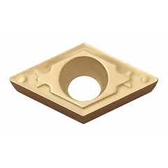 Diamond indexable turning insert for fine finishing cuts on non-ferrous materials such as aluminum, copper, and plastics. Used in CNC turning operations to achieve high surface finish and consistent edge quality.