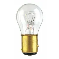 Incandescent lamp with BAY15d double-contact indexed bayonet base. S8 bulb shape, 28V AC operation, white light output. Suitable for sign lighting, indicator applications, and other general illumination uses requiring this base type