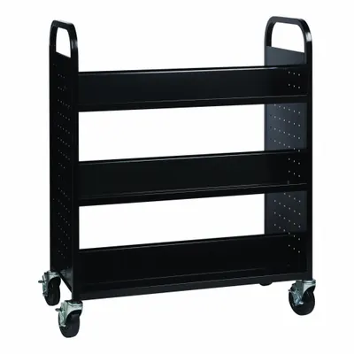 HIRSH Book Cart: 46 1/4 in Overall Ht, 38 in Overall Wd, 18 in Overall Dp, Double-Sided Sides - Book Trucks