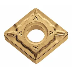 Diamond indexable turning insert for CNC lathes and manual machines. Used for precision turning of ferrous and non-ferrous materials in general manufacturing and maintenance operations.
