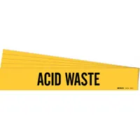 Pipe Marker: Acid Waste, Yellow, Black, Fits 2 1/2 to 7 7/8 in Pipe O.D., 1 Pipe Markers, 5 PK (MPN 7004-1-PK)