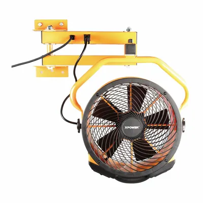 XPOWER Cooling Fan: 14 in Blade Dia, 4 Speeds, Non-Oscillating, Cooling Fan - Wall-Mount Warehouse Dock Fans