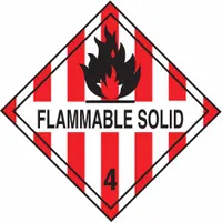 TAPECASE DOT Container Label: Flammable Solid, 4 in x 4 in, 4 in Label Ht, 4 in Label Wd, 500 PK