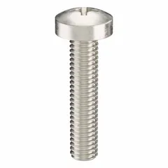 Pan head machine screws with M3x0.50 thread, 14 mm length, made from 18-8 stainless steel with plain finish. Phillips drive with #1 drive size. Supplied in a 100-piece pack. Suitable for general fastening applications where a low-profile head is required.