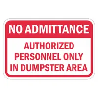 Reflective No Admittance No Admittance Sign: Aluminum, Mounting Holes Sign Mounting, Diamond Grade (MPN T1-1697-DG_18x12)