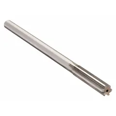 This straight-flute chucking reamer is made from high-speed steel and has a 0.323-inch diameter. It is used for precision reaming operations to enlarge and finish holes to close tolerances in general machining applications.