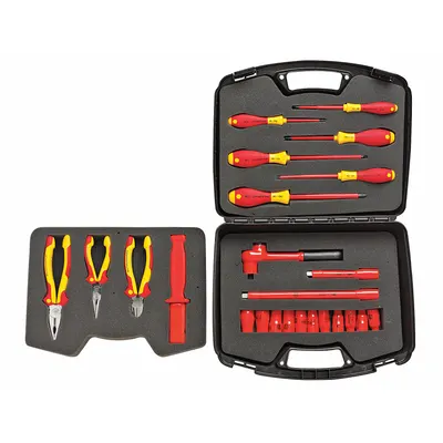 WIHA Insulated Tool Kit: Insulated, 24 Total Pcs, Sockets and Accessories - Tool Sets with Tool Case