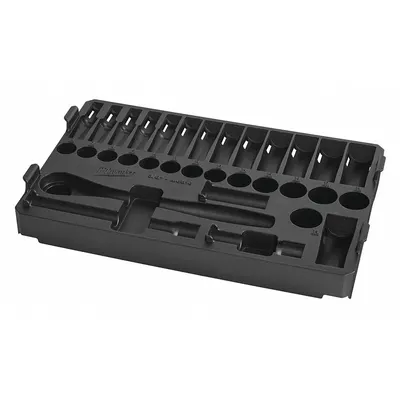 MILWAUKEE PACKOUT Socket Tray: 7 11/16 in W x 12 in D x 1 5/8 in H - PACKOUT Tool Organizer Trays