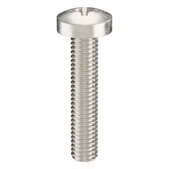M6x1.00 thread, 30 mm length, 18-8 stainless steel pan head machine screw with plain finish. Phillips drive, #3 drive size. Supplied in a 25-pack. Used for fastening components in machinery, electrical enclosures, and industrial assemblies where a low-profile head is required.