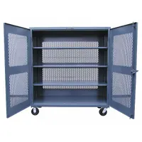 STRONG HOLD Storage Cabinet: 72 in x 24 in x 67 in, 3 Adj Shelves, Swing Handle & Padlock Hasp, Gray (MPN 65-VB-243-CA)