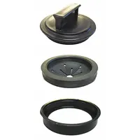 This rubber splash guard and strainer is designed for standard garbage disposal openings. It features a diaphragm-style construction to reduce splash-back during operation. Overall diameter 3 1/2 in, overall length 1/2 in, overall height 1 3/4 in
