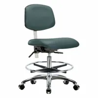 Cleanroom Task Chair: Vinyl, Armless, Ht Range 21 1/2 in to 29 in, 18 1/2 in Seat Wd, 17 in Seat Dp (MPN BR-NCR-VMBCH-CR-T1-A0-CF-CC-8546)