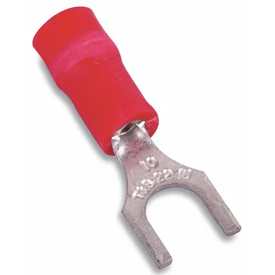 STA-KON Fork Terminals: Red, Vinyl, #10 Stud Size, 22 AWG – 16 AWG Wire Range, Std Fork - Insulated Fork Terminals