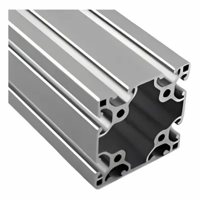 FAZTEK T-Slot Framing Extrusion: 15 Series, 12 ft Lg, 3 in x 3 in, Silver, Quad - Square Grooved Inch Profiles