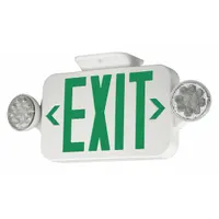 Exit Sign with Emergency Lights: White, 1 or 2 Faces, Green, LED, Ceiling/Wall, Nickel Cadmium (MPN CCGRC)