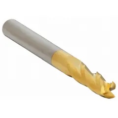 This carbide square end mill features a titanium nitride (TiN) coating to reduce friction and heat during cutting. With 3 flutes, a 3/32" mill diameter, 3/8" length of cut, and 1-1/2" overall length, it is suited for general-purpose milling of metals, composites, and plastics in industrial manufacturing and maintenance operations.