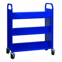 HIRSH Book Cart: 46 1/4 in Overall Ht, 38 in Overall Wd, 18 in Overall Dp, Double-Sided Sides, Blue (MPN 21787)