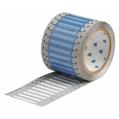 Polyolefin, white matte precut sleeve labels measuring 1/8 in x 2 in. Designed for wire gauge 16 AWG to 22 AWG. Compatible with IP Series printers. Used for wire and cable identification in industrial electrical applications such as panel building and control systems.