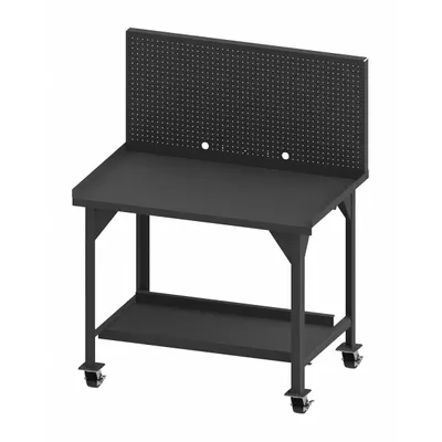DURHAM MFG Workbench with Panel: Fixed Ht, Steel, 48 in x 30 in - Mobile Workbenches with Pegboard Panels & Lower Shelves