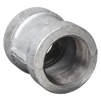 This straight pipe fitting is made of malleable iron and has a 2 in x 2 in size. It is used to connect two pipes of the same diameter in a straight line for medium-pressure threaded pipe connections. Typical applications include industrial plumbing, compressed air lines, and structural piping systems