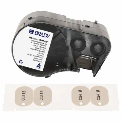 BRADY M5-111-145FR-GY Precut Oval Tag Roll Cartridge with Top Hole - Brady Precut Oval Tag Roll Cartridges with Top Hole