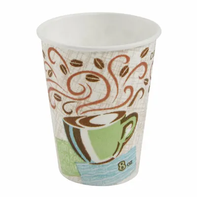 DIXIE Disposable Hot Cup: 8 oz Capacity, White, Paper, Unwrapped, Coffee Haze - Bio-Based Hot Cups